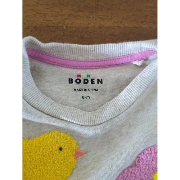 Mini Boden Girls Longs sleeve  Joan Boucle Bunny Appliqué Dress size 6/7 NEW NT - Picture 7 of 9